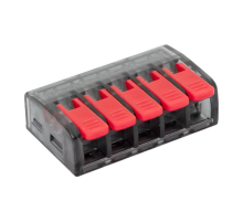 Строительно-монтажная клемма СМК 221-615 с рычагом 5 отверстий 0.5-4.0(6) мм2 EKF PROxima  plc-smk-221-615  EKF