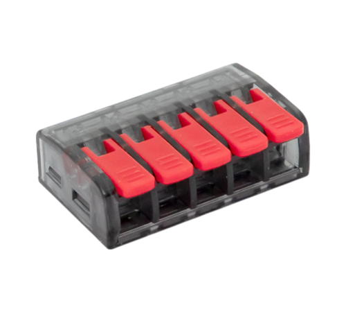 Строительно-монтажная клемма СМК 221-615 с рычагом 5 отверстий 0.5-4.0(6) мм2 EKF PROxima  plc-smk-221-615  EKF