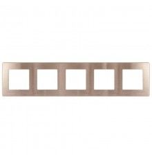 Рамка для розеток и выключателей серия 12 12-5105-04 на 5 постов, сатин, шампань  Б0052542  ЭРА