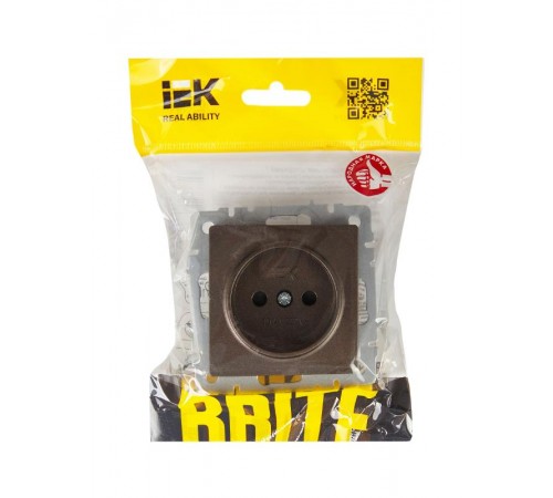 BRITE Розетка без заземления со шторками 10А РСш10-2-БрТБ темная бронза  BR-R13-10-K45  IEK