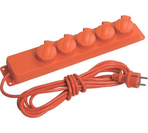 Удлинитель  У05В 5 места с защитными крышками IP44 2Р+PE/5метров  3х1мм2  16А/250В     WYP10-16-05-05-44-N  IEK