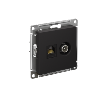 AtlasDesign Карбон Розетка 2-ая комп+TV, RJ45+TV, кат.5E, механизм  ATN001089  SE