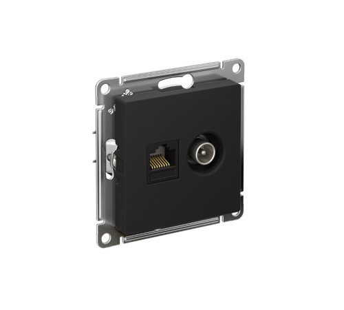 AtlasDesign Карбон Розетка 2-ая комп+TV, RJ45+TV, кат.5E, механизм  ATN001089  SE