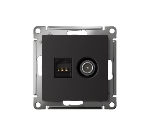 AtlasDesign Карбон Розетка 2-ая комп+TV, RJ45+TV, кат.5E, механизм  ATN001089  SE