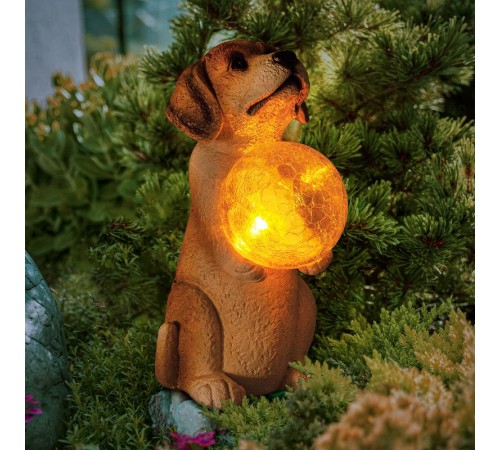 Садовый светильник Золотистый ретривер щенок ERASF22-11 на солнечной батарее, полистоун, 28 см  Б0053356  ЭРА