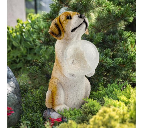 Садовый светильник Золотистый ретривер щенок ERASF22-11 на солнечной батарее, полистоун, 28 см  Б0053356  ЭРА