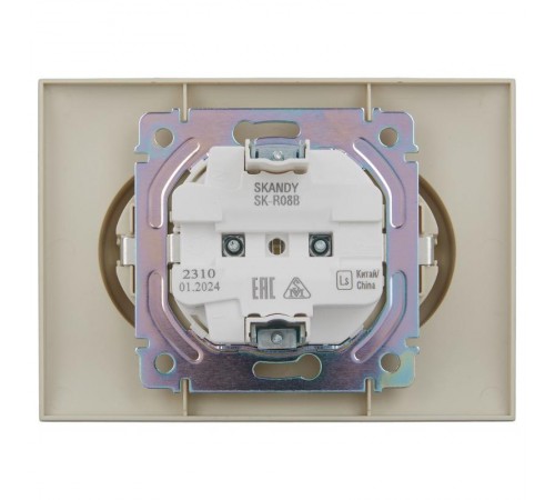 SKANDY Розетка 2-местная с з/к без з/ш 16А сб. SK-R08B бежевый  SK-R21-16-K10-F  IEK