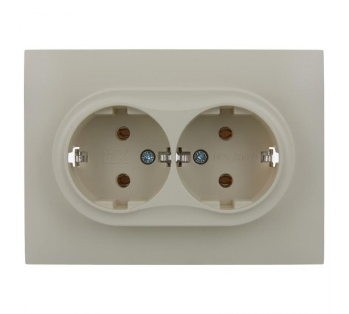 SKANDY Розетка 2-местная с з/к без з/ш 16А сб. SK-R08B бежевый  SK-R21-16-K10-F  IEK