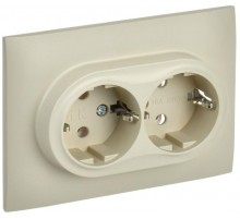 SKANDY Розетка 2-местная с з/к без з/ш 16А сб. SK-R08B бежевый  SK-R21-16-K10-F  IEK