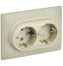 SKANDY Розетка 2-местная с з/к без з/ш 16А сб. SK-R08B бежевый  SK-R21-16-K10-F  IEK