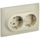 SKANDY Розетка 2-местная с з/к без з/ш 16А сб. SK-R08B бежевый  SK-R21-16-K10-F  IEK