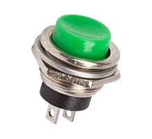 Выключатель-кнопка металл 250V 2А (2с) (ON)-OFF 16.2 зеленая  36-3353  REXANT