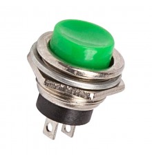 Выключатель-кнопка металл 250V 2А (2с) (ON)-OFF 16.2 зеленая  36-3353  REXANT