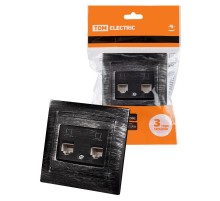 Розетка компьютерная двойная RJ45 старинное серебро "Лама"  SQ1815-0672  TDM