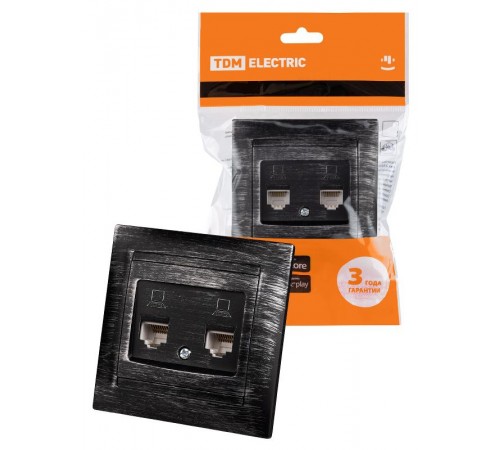 Розетка компьютерная двойная RJ45 старинное серебро "Лама"  SQ1815-0672  TDM