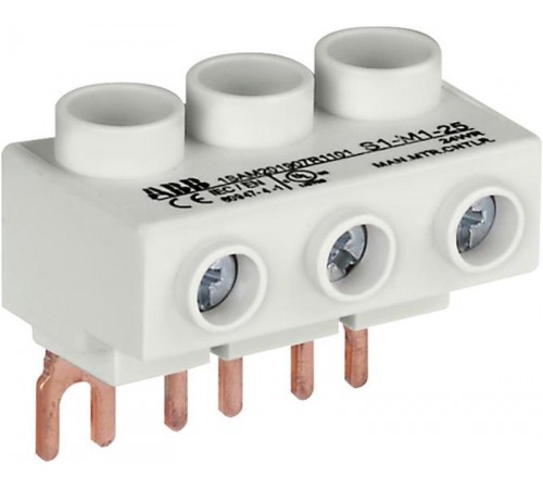 Колодка плоская S1-M1-25 для подключения 3-фазного кабеля до 25мм2, 65 А к автоматам типа MS116/132  1SAM201907R1101  ABB