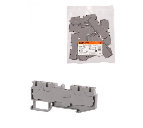 Зажим клеммный безвинтовой ЗКБ быстрого зажима 4 вывода 4 мм2 32А серый (Ph-C PT 4-QUATTRO)  SQ0822-0169  TDM