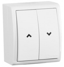 Simon 15 Белый Выключатель 2-кл кнопочный для управления жалюзи без блок-и, IP54, 10А 250В,винт.зажим  1594332-030  Simon