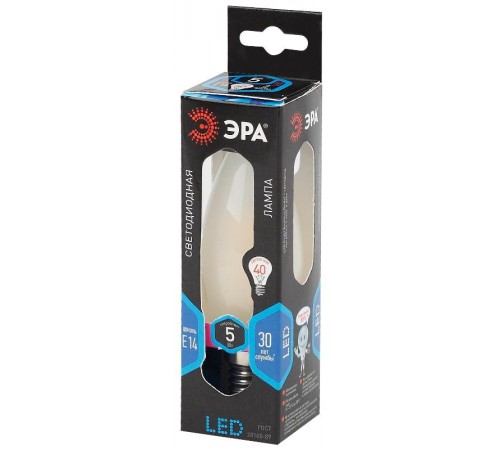 Лампа светодиодная F-LED B35-5W-840-E14 frost Лампы СВЕТОДИОДНЫЕ F-LED ЭРА (филамент, свеча мат., 5Вт, нейтр, E14)  Б0027926  ЭРА