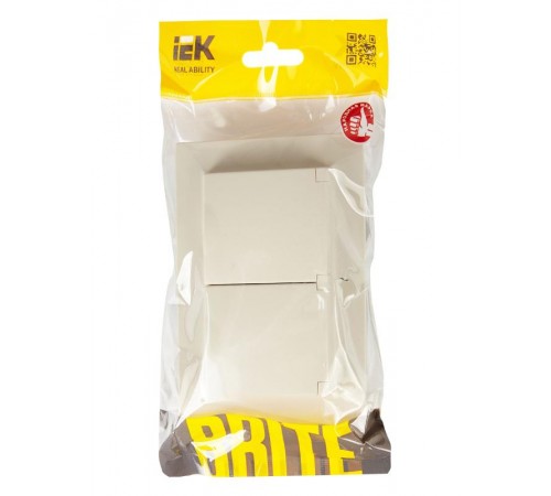 BRITE Розетка 2-ая с крышкой 16А в сб IP44 РСбш12-3-44-БрКр бежевый  BR-R26-16-44-K10-F  IEK