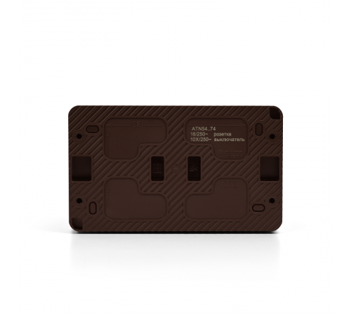 AtlasDesign Profi54 Коричневый О/У Блок: Розетка с заземлением со шторками 16А, Выключатель 2-клавишный 10 АХ  ATN546074  SE
