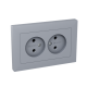 Механизм розетки двойной, 16А, без заземления, без шторок, с рамкой, алюминий Эпика EKF  UP1-SOA-200  EKF