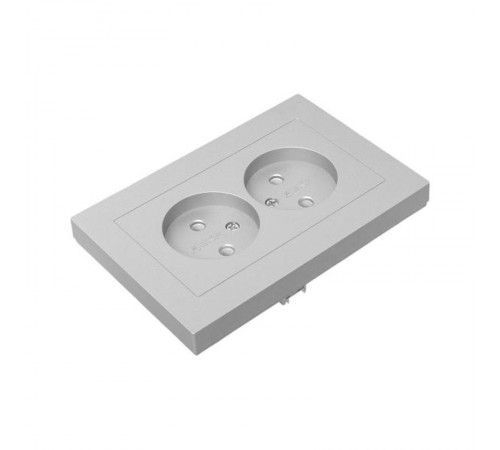 Механизм розетки двойной, 16А, без заземления, без шторок, с рамкой, алюминий Эпика EKF  UP1-SOA-200  EKF