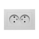 Механизм розетки двойной, 16А, без заземления, без шторок, с рамкой, алюминий Эпика EKF  UP1-SOA-200  EKF