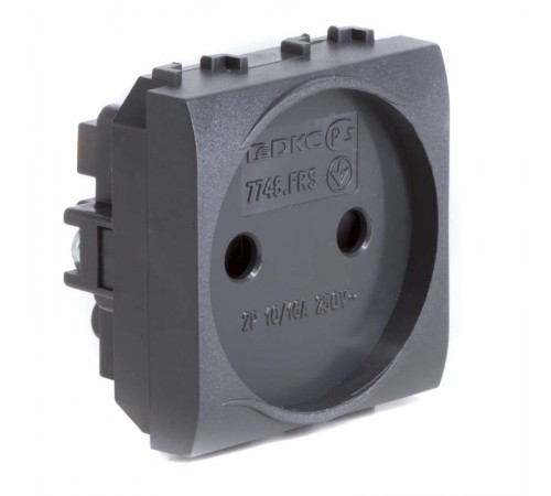 Электрическая розетка. без заземления. со шторками. черная. 2 мод.  77483N  DKC