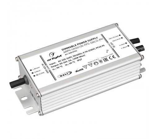 Блок питания ARPV-UH24120-PFC-DALI2-PH (24V, 5.0A, 120W) (Arlight, IP67 Металл, 7 лет)  028107(2)  Arlight