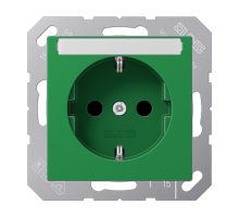 Штепсельная розетка SCHUKO 16A 250V~ с защитой от детей; с полем для надписи; термопласт; зеленая  A1520BFKINAGN  Jung