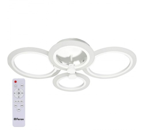 Светильник светодиодный управляемый с пультом 72W, Max. 4700Lum, 3000К-6500K, IP20, белый AL5900 Cycles  41669  FERON