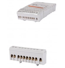 Шина "L" "фаза" в сером изоляторе на DIN-рейку 6x9мм 10 групп  SQ0801-0211  TDM