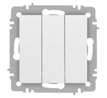 Выключатель Intro Accent 6-106-01М тройной, 10А-250В, IP20, СУ, AL/CU, белый матовый  Б0063532  Intro
