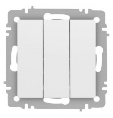 Выключатель Intro Accent 6-106-01М тройной, 10А-250В, IP20, СУ, AL/CU, белый матовый  Б0063532  Intro