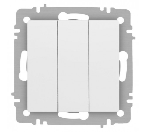 Выключатель Intro Accent 6-106-01М тройной, 10А-250В, IP20, СУ, AL/CU, белый матовый  Б0063532  Intro