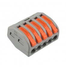 Универсальная клемма 5-проводная, серая (аналог Wago 222-415) (0,08-2,5/4 мм) (40 шт./уп.)  07-5255-4  REXANT