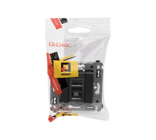 Компьютерная розетка RJ-45 в стену, кат.5e одинарная, "Avanti", "Черный матовый"  4412463  DKC