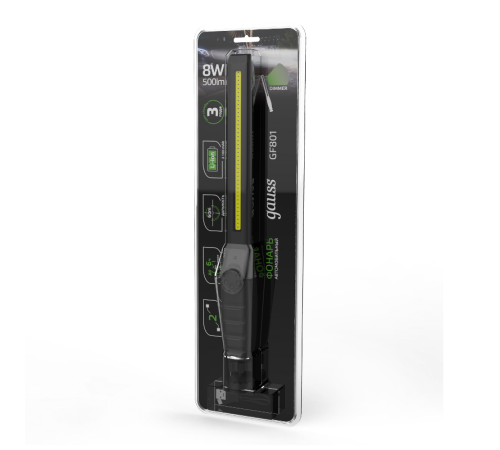 Фонарь автомобильный GFL801 8W 500Lm Li-ion 2100mAh диммируемый LED 1/12/24  GF801  Gauss