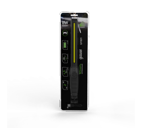 Фонарь автомобильный GFL801 8W 500Lm Li-ion 2100mAh диммируемый LED 1/12/24  GF801  Gauss