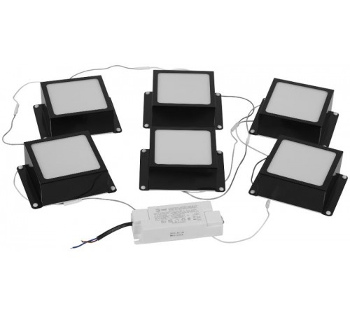 Комплект светодиодных светильников 6 штук SPO-646-3-4K-B6 36Вт 4000К 3420Лм IP40 89x89x40 черный грильято 100х100мм "домино"   Б0063052  ЭРА