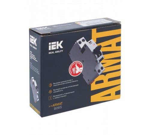 Выключатель автоматический дифференциального тока АВДТ B06S 1P+NP C6 30мА тип A (18мм) ARMAT IEK  AR-B06S-1N-C06A030  IEK