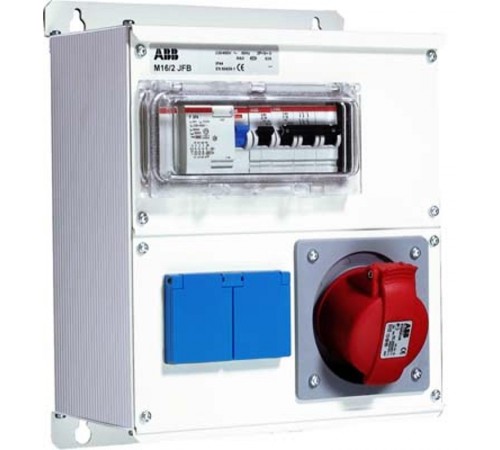 Бокс M16/2 JFB CTFL с розеткамии фланцами в сборе ,металл, IP44  2CMA100020R1000  ABB