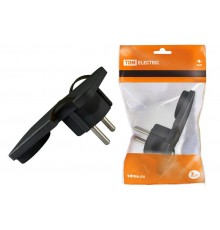 Вилка угловая плоская (8 мм) черная 16А 250В  SQ1806-0194  TDM