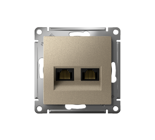 AtlasDesign Шампань Розетка 2-ая компьютерная RJ45+RJ45, кат.5E, механизм  ATN000585  SE