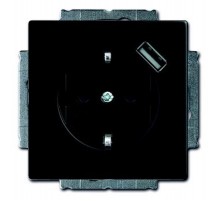 Розетка Schuko с устройством зарядным USB, 20 EUCBUSB-885-500, Future чёрный бархат, 16А, 700 мА,  2011-0-6183   2CKA002011A6183  ABB