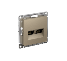 ATLASDESIGN РОЗЕТКА двойная компьютерная RJ45+RJ45 кат. 6А, механизм, ШАМПАНЬ  ATN000588  SE