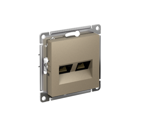 ATLASDESIGN РОЗЕТКА двойная компьютерная RJ45+RJ45 кат. 6А, механизм, ШАМПАНЬ  ATN000588  SE
