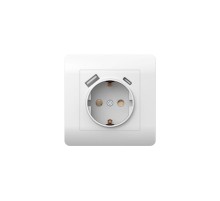 Розетка с/з со шторками, 16А+ USB двойная A+С, 5В/2,1А, белый(NEW3-E)  431552  CHINT