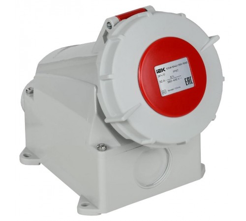 Розетка стационарная ССИ-1242 32А-6ч 380В 3P+PE IP67  PSR12-032-4-0-67  IEK